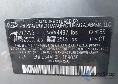 2015 Hyundai Sonata Limited из США, поврежденный, VIN 5NPE34AF9FH189038